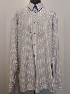 DOLCE & GABBANA Luxury 100% Cotton Striped Button Down Shirt Size 17.5/44